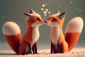 Valentines day love cute card fox foxes heart hearts