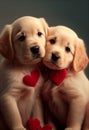 Valentines day love cute card pets puppy puppies dog dogs heart hearts Royalty Free Stock Photo