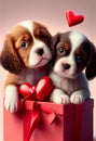 Valentines day love cute card pets puppy puppies dog dogs heart hearts Royalty Free Stock Photo