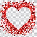 Valentines day Love. Decorative heart with many flying valentines hearts on transparent background. Vector illustration Royalty Free Stock Photo