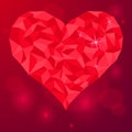 valentines day love heart crystal red background