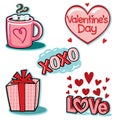 Valentines day love icons illustration set