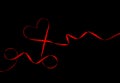 Valentines Day Love Red Heart Ribbon black background Royalty Free Stock Photo