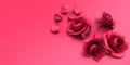 Valentines day Love Roses and Petals on pink background