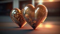 Valentines Day love souvenir glass hearts postcard illustration with bokeh effects Generative AI