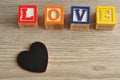 Valentines Day.Love Spelled with colorful alphabet blocks Royalty Free Stock Photo