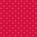 Pink vector flat hearts pattern on red background. Valentines day card