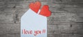 Valentines day love wedding greeting card concept banner. Envelope, card with text, I love you !!! and key with red heart on Royalty Free Stock Photo