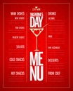 Valentines day menu list design with dishes and drinks.