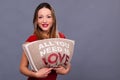 Valentines Day message with pillow all you need is love Royalty Free Stock Photo