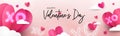 Valentines Day modern background design for Website header, greeting or Sale banner, flyer, poster in paper cut style Royalty Free Stock Photo