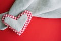 Valentines day and mothers day celebration template. Red paper background with handmade heart Royalty Free Stock Photo