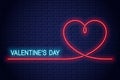 Valentines day neon banner. Valentines heart neon