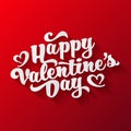 Valentines Day Oblique Lettering. Handwritten Romantic Greeting Card with Text Happy Valentines Day. February 14, Love