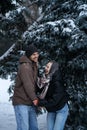 Valentines day outdoors celebration date ideas. Winter love story. Cold season dating for couples. Young couple in love Royalty Free Stock Photo
