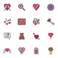 Valentines day outline icons set Royalty Free Stock Photo