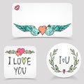 Valentines day paper banners set Royalty Free Stock Photo