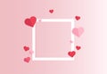 Paper cut of hearts with white frame. Copy space for text. Happy valentine's day concept. Vector Royalty Free Stock Photo