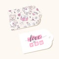 Valentines day paper tags with LOVE YOU hand lettering sign Royalty Free Stock Photo