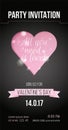 Valentines Day party invitation design. Vector template of invitation, poster or greeting card.