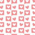 Valentines day pattern. Pink message symbol with pink hearts. Vector design illustration
