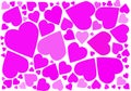 Valentines day pink hearts scattered clipart background pattern.