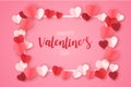valentines day poster paper craft on pink background. pink,red and white hearts with copyspace. love concept for happy valentine. Royalty Free Stock Photo