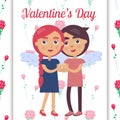 Valentines Day Poster with Young Lovers Smiling