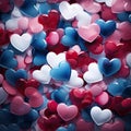 Valentines Day realistic background. Colorful hearts illustration. Royalty Free Stock Photo