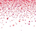 Valentines day red background with blurred hearts. Love symbol. February 14. I love you. Be my valentine. Heart confetti Royalty Free Stock Photo