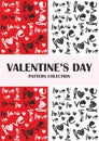 Valentines day red, black, pattern collection