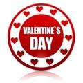 Valentines day red circle banner with hearts symbols Royalty Free Stock Photo