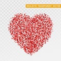 Valentines day red heart design element from particles small hearts.