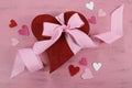 Valentines Day red heart shape gift box Royalty Free Stock Photo