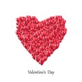 Valentines day red heart shape with lot of valentines hearts. Greeting card the holiday of love isolated on white. Vector Royalty Free Stock Photo