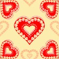 Valentines day red hearts seamless texture vector Royalty Free Stock Photo