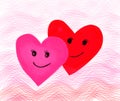 Valentines day , red pink paper wave heart and smile,love fillin