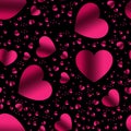 Valentines day. red and pink Rose gradient hearts at black background seamless background .hearts texture Seamless love background Royalty Free Stock Photo