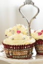 Valentines Day Red Velvet Cupcakes with Sprinkles, Vertical Royalty Free Stock Photo
