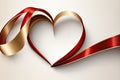 Valentines Day ribbons with white backgrounds and heart shapes Royalty Free Stock Photo
