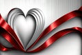 Valentines Day ribbons with white backgrounds and heart shapes Royalty Free Stock Photo