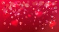 Valentines Day romance flying hearts red rose petals confetti sign Royalty Free Stock Photo