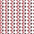 Valentines Day romantic seamless pattern with hearts, cupids, crystals, cupcakes