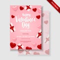 Valentines day. Romantic set vector backgrounds. Festive gift card templates with realistic 3d design elements. Holiday banners, Royalty Free Stock Photo