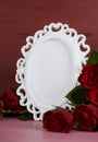 Valentines Day romantic vintage style white photo frame Royalty Free Stock Photo