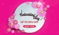 Valentines day sale background with beautiful flowers. Vector.