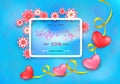 Valentines day sale background with red and pink hearts with golden ribbons. Royalty Free Stock Photo