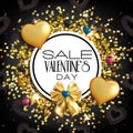 Valentines Day Sale banner. Abstract background with hearts orn