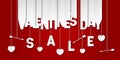 Valentines day sale banner with letters cut out of white paper. Shop market poster, header website, discount banner. Royalty Free Stock Photo