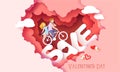 Valentines day card with couple in love heart Royalty Free Stock Photo